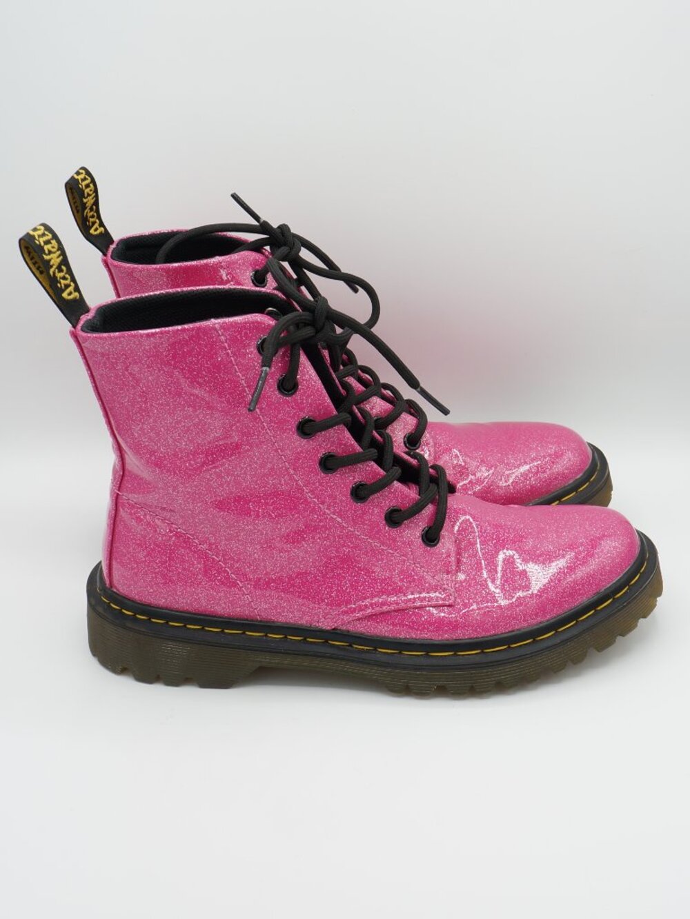 Dr. Martens Luana Pink Glitter Patent Combat Boots Women's Size 8 - Picture 4 of 10